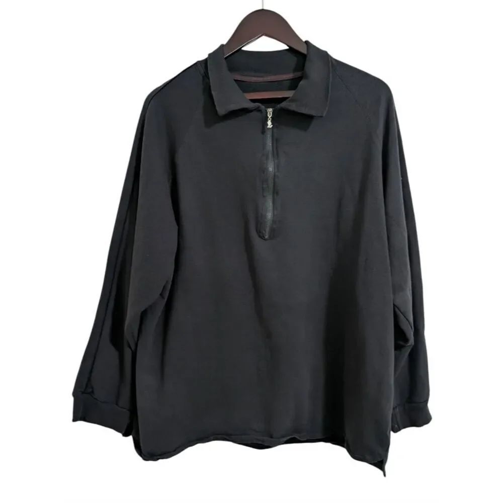 Givenchy for Singapore Airlines VTG 1/4 Zip Pullover Sweatshirt Washed Black XL
